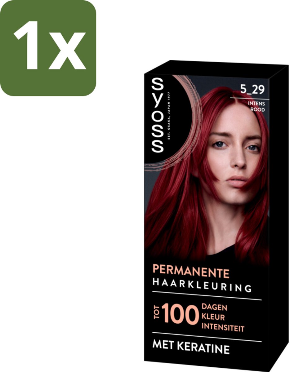 1 x SYOSS - Coloration 5-29 Intens Rood - Haarverf - Grijsdekking - Vermindert Haarbreuk - Haarverf - Grijsdekking - Permanente Haarkleuring - Keratine - Haarverf Grijsdekking