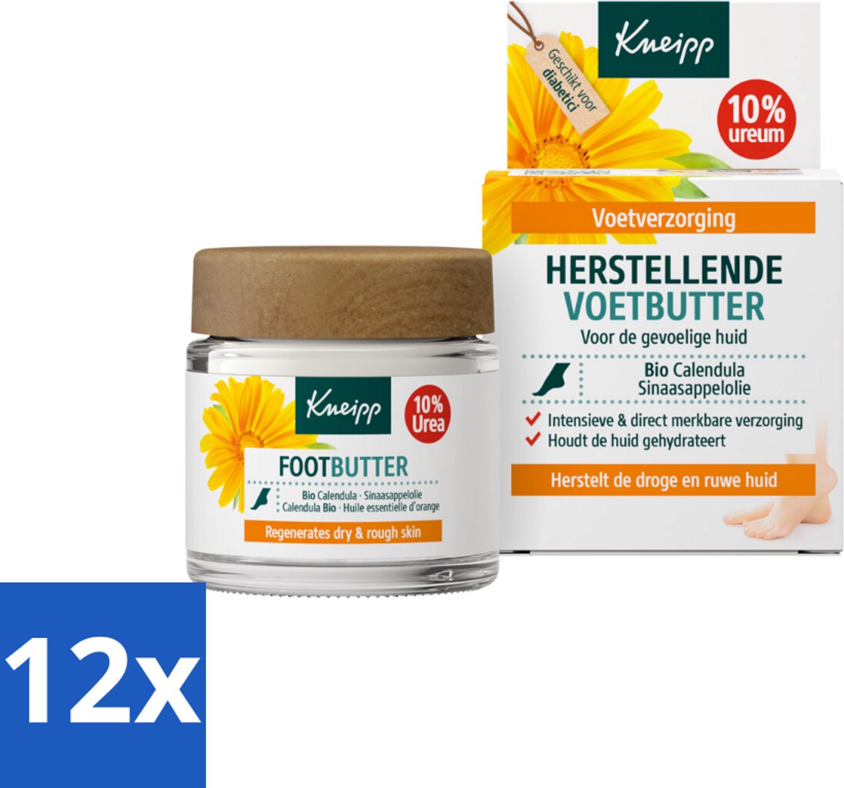 12 x Kneipp - Voetbutter - Calendula - Met citrusgeur - 100 ml - Voetencreme - Droge Voeten - Eelt - Voetzorg - Calendula
