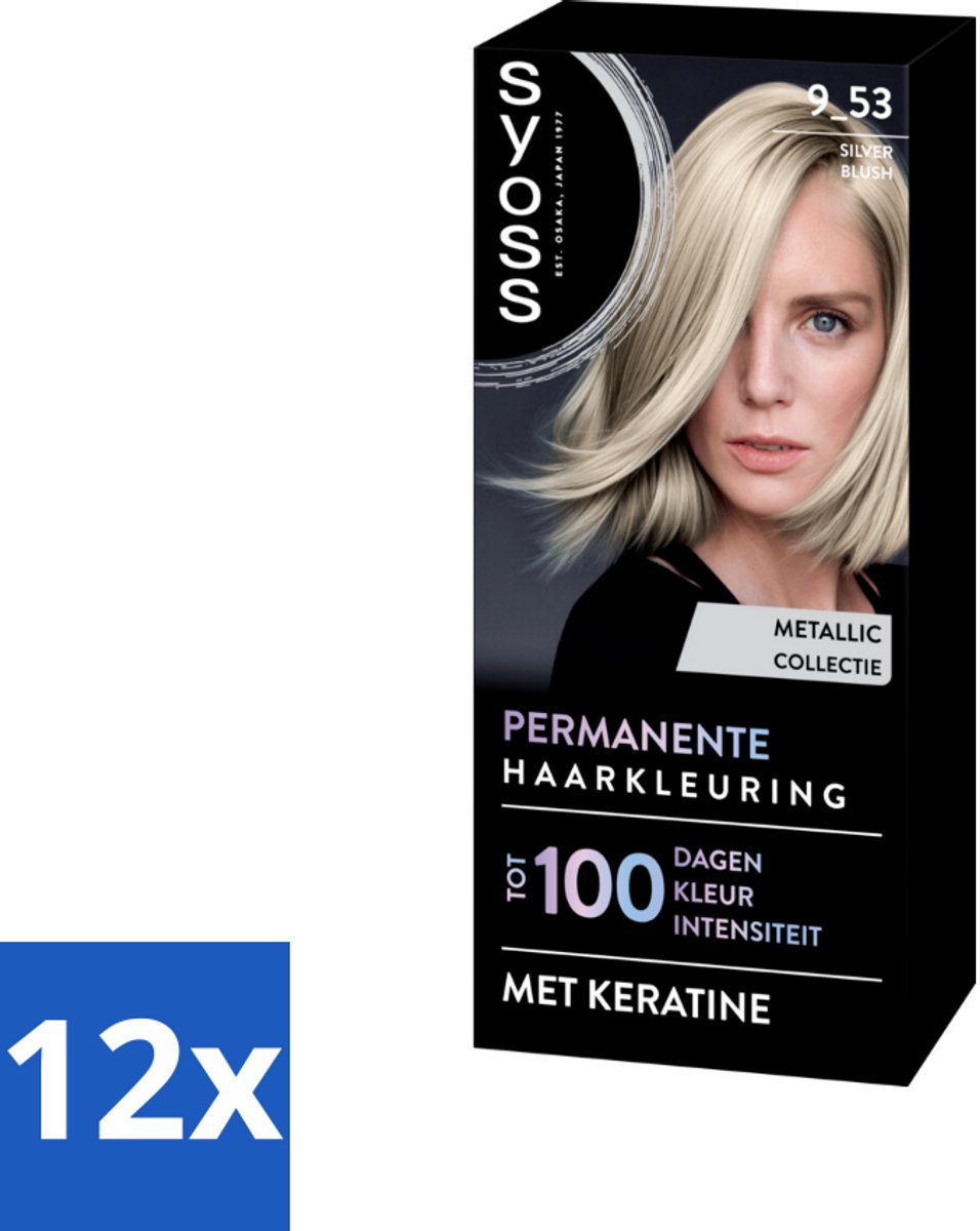 12 x SYOSS - Coloration 9-53 Silver Blush - Haarverf - Grijsdekking - Vermindert Haarbreuk - Permanente Haarkleuring - Haarkleur - SYOSS - Grijsdekking - Keratine