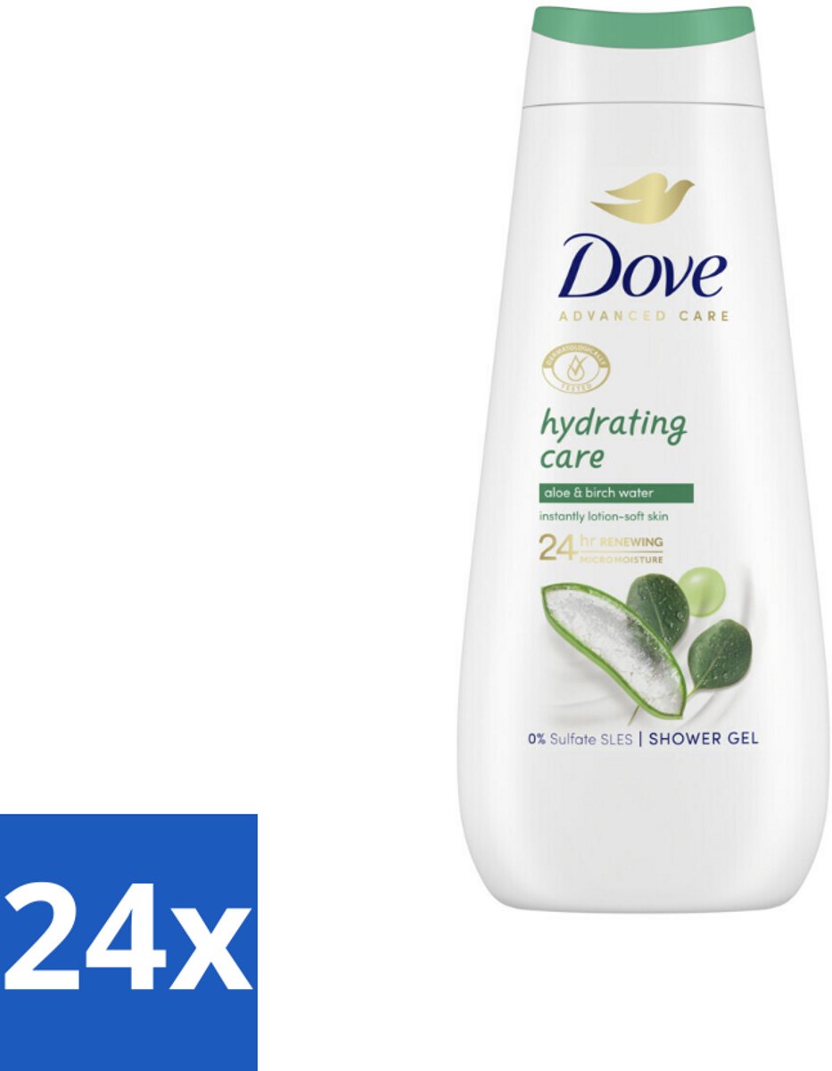 24 x Dove Douchecrème - Hydrating Care - Aloe Vera - 400 ml - Douchegel - Hydratatie - Aloë Vera - Berkenwater - Dove