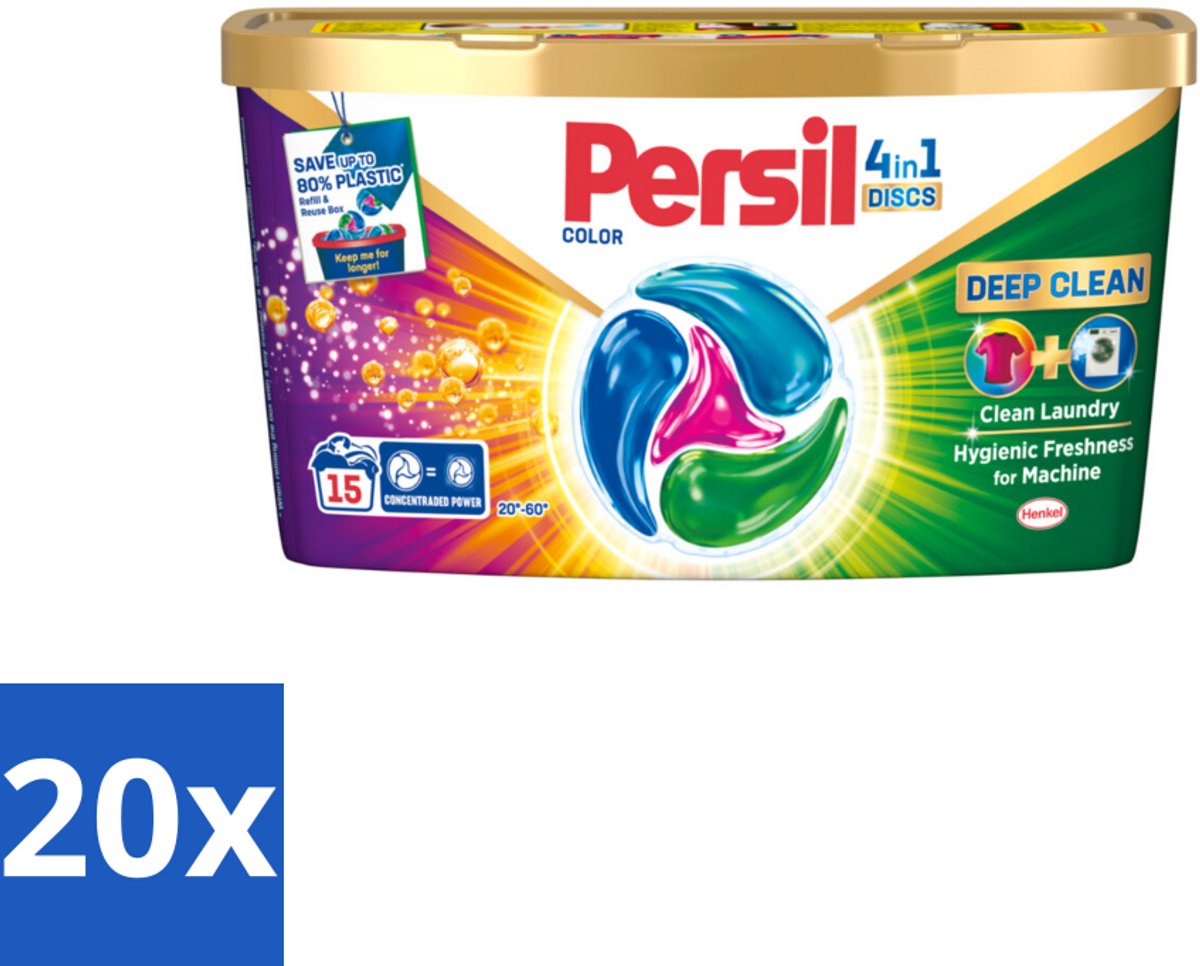 Persil - Wasmiddel - Wasmiddelcapsules Discs Gekleurde Was - Voor Gekleurde Was - 15 wasbeurten - Bulkverpakking - 20 stuks