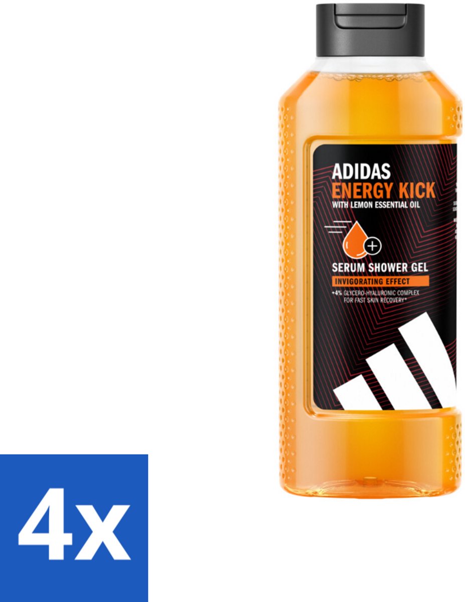 Adidas – Douchegel – Active Skin & Mind Energy Kick – 400 ml - Voordeelverpakking - 4 stuks