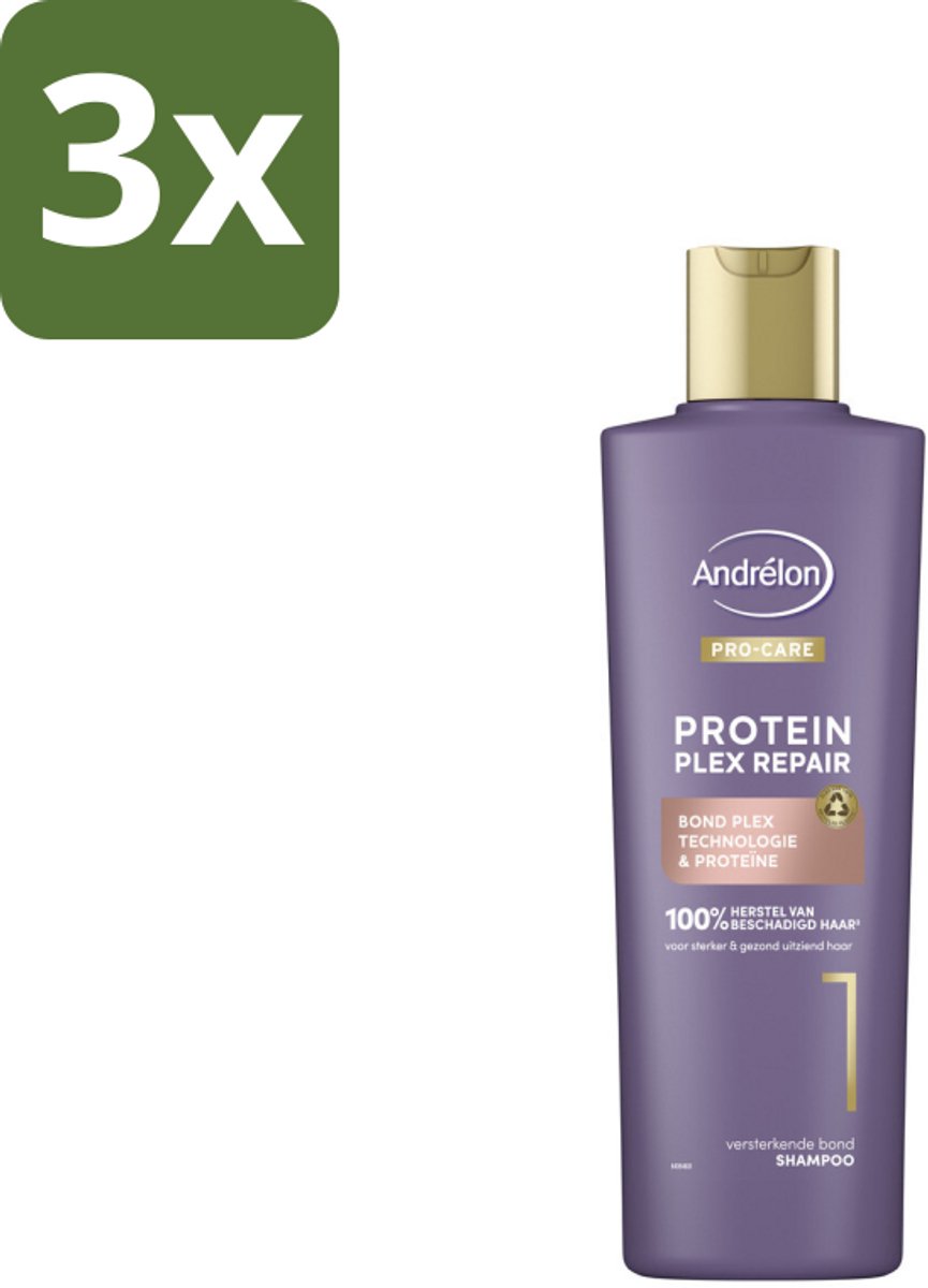 Andrélon – Shampoo – Pro Care Protein Plex Repair – 250 ml - Bulkverpakking - 3 stuks