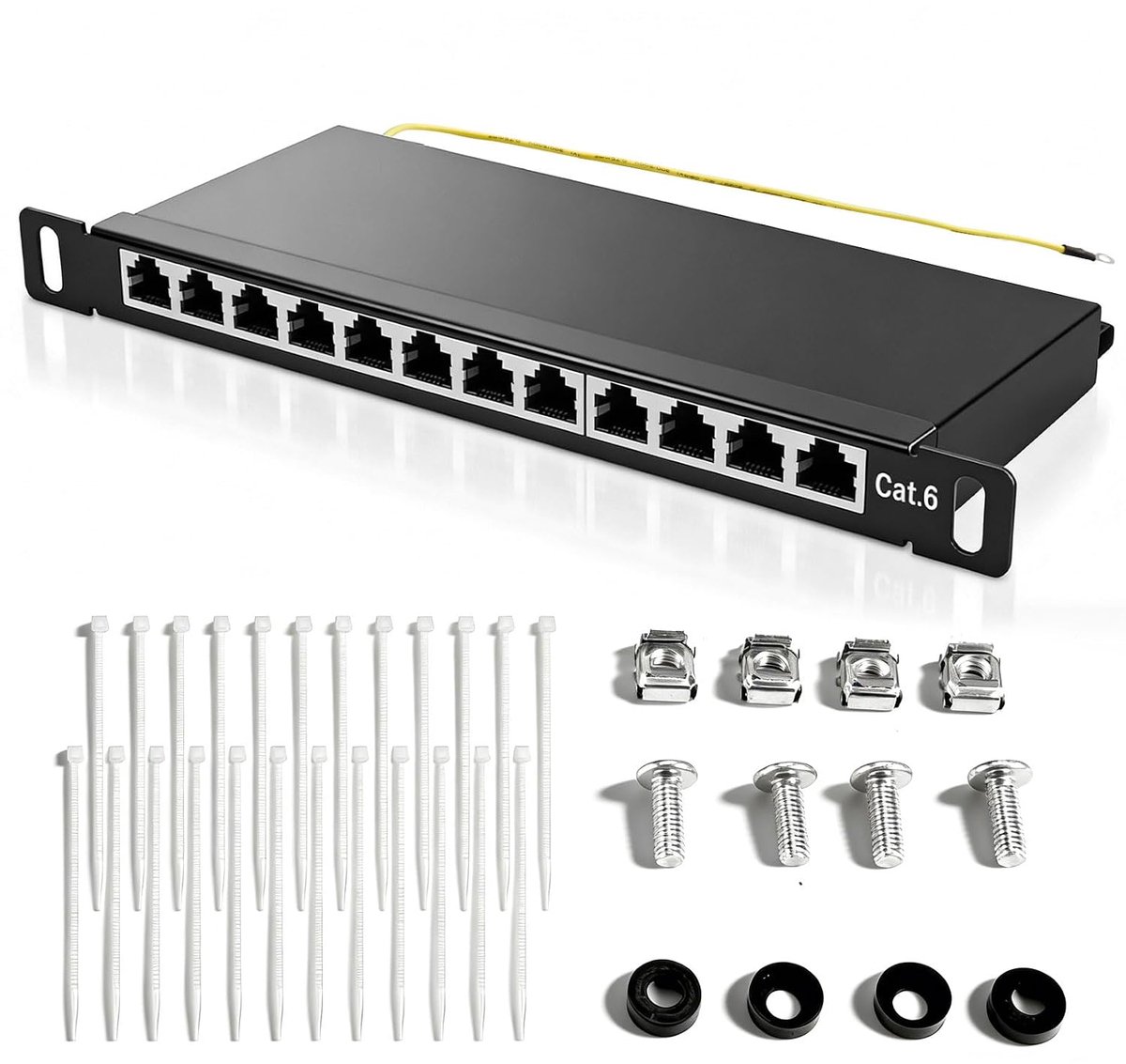 Patch Panel CAT 6 12 Poorten - Afgeschermd (STP) - Wandmontage/Desktop - Ideaal voor snelle netwerken - ShopVlot
