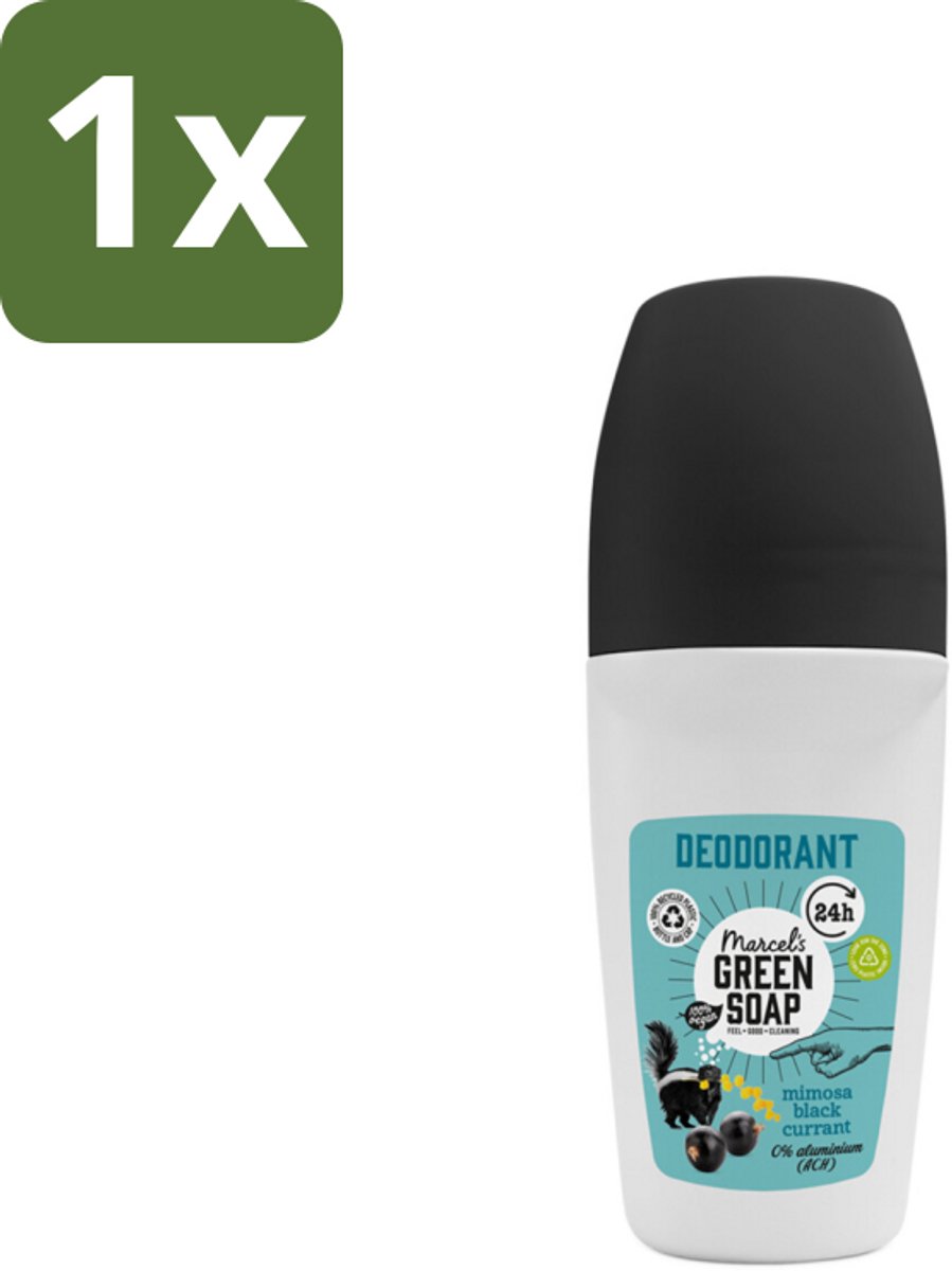 1 x Marcel's Green Soap - Deodorant Roller - Mimosa & Blackcurrant - Langdurige frisheid - 50 ml - Deodorant Roller - Natuurlijke Deodorant - Frisheid - Oksel Verzorging - Duurzame Deodorant
