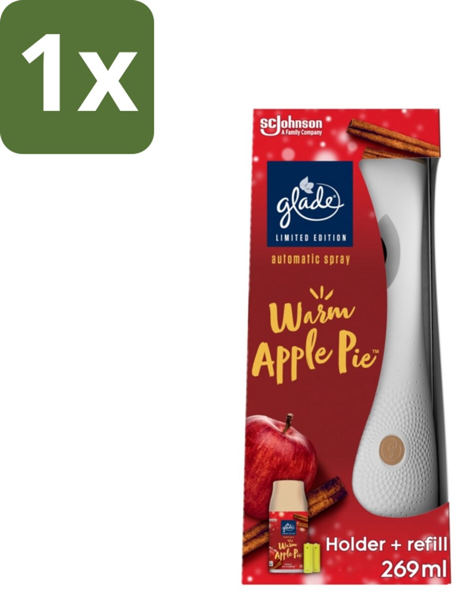1 x Glade - Houder Automatische Spray - Warme Appeltaart Limited Edition - 269 ml - Automatische Geurverspreiding - Warme Appel - Kaneel - Gezelligheid - Geur In Huis