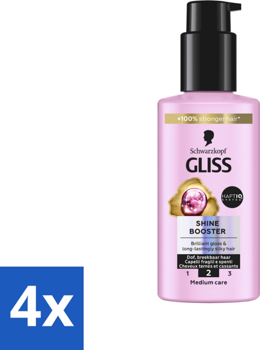 4 x Gliss - Haarserum - Liquid Silk Shine Booster - Fruitige Geur - 100 ml - Haar Serum - Glans Serum - Dof Haar - Breekbaar Haar - Haar Herstel