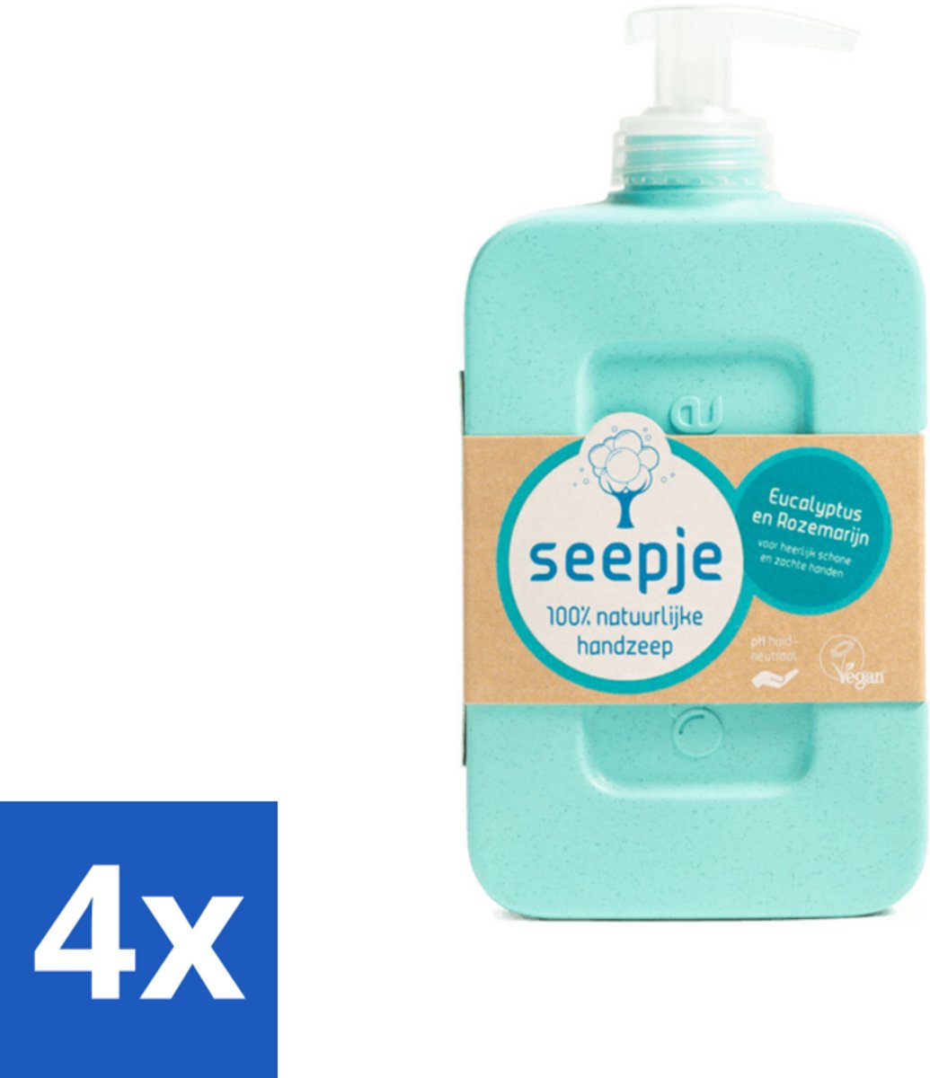 4 x Seepje - Handzeep - Eucalyptus met Rozemarijn - 300 ml - Antiseptische Geur - Handzeep - Eucalyptus - Rozemarijn - Natuurlijke Handzeep - Antiseptische Handzeep