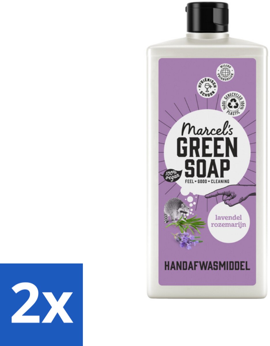 2 x Marcel's Green Soap - Afwasmiddel - Lavendel & Rosemarijn - Voor dagelijks gebruik - 500 ml - Afwasmiddel - Biologisch Afbreekbaar - Plantaardige Zeep - Lavendel - Rozemarijn