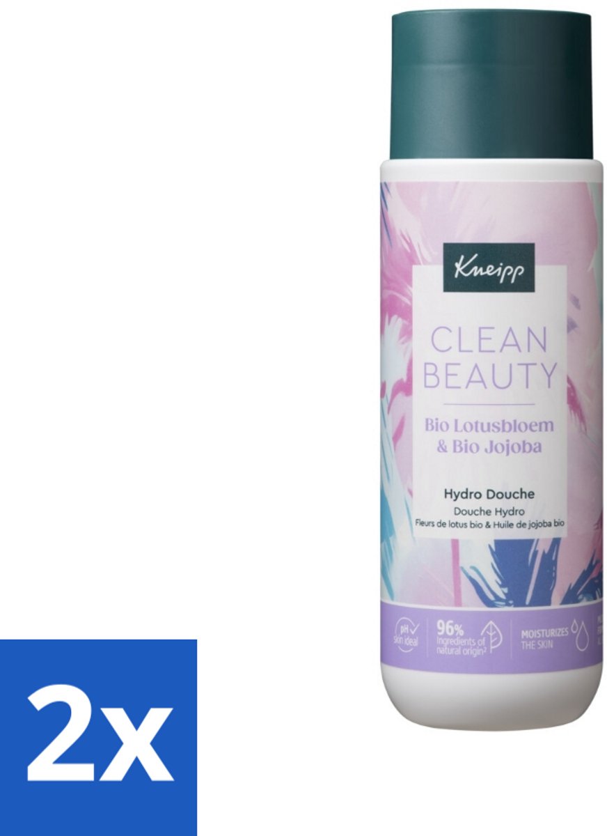 2 x Kneipp - Douchegel - Clean Beauty - Lotus & Jojoba - 200 ml - Douchegel - Biologische Douchegel - Lotusbloem - Jojoba - Natuurlijke Verzorging