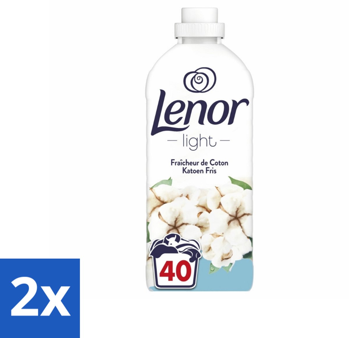2 x Lenor Light - Wasverzachter - Katoen Fris - Fris & Zacht - 40 Wasbeurten - Wasverzachter Katoen - Lenor - Frisse Geur - Zachte Was - Wasmiddel
