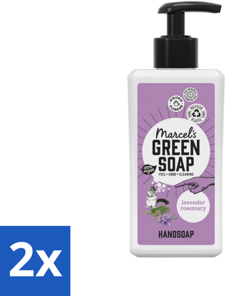 2 x Marcel's Green Soap - Handzeep - Lavendel & Rozemarijn - Zachte verzorging - 250 ml - Handzeep - Lavendel - Rozemarijn - Biologische Zeep - Natuurlijke Zeep