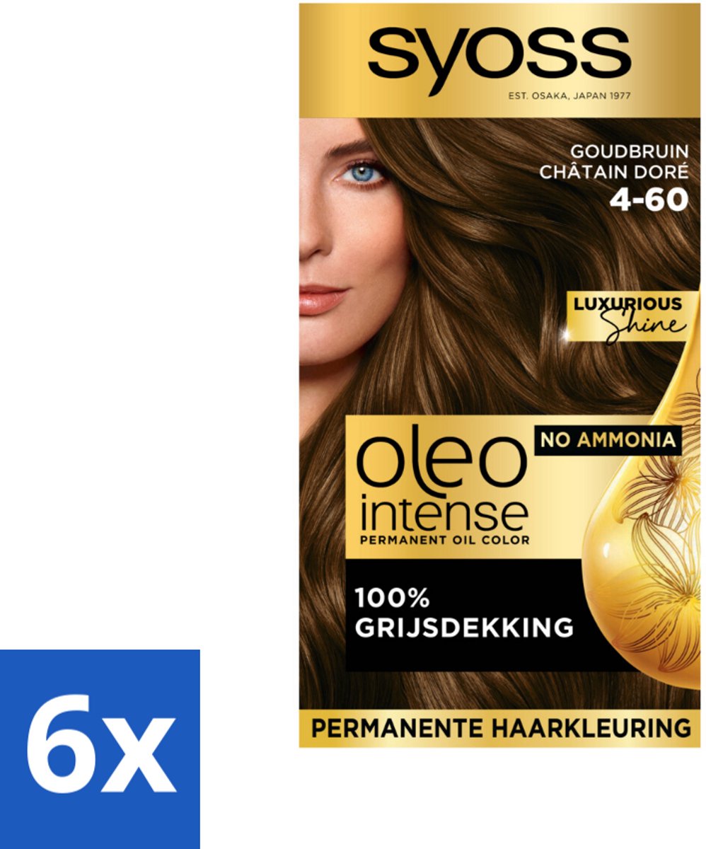 Syoss Oleo Intense - Haarverf - 4-60 - Goudbruin - 115ml x 6