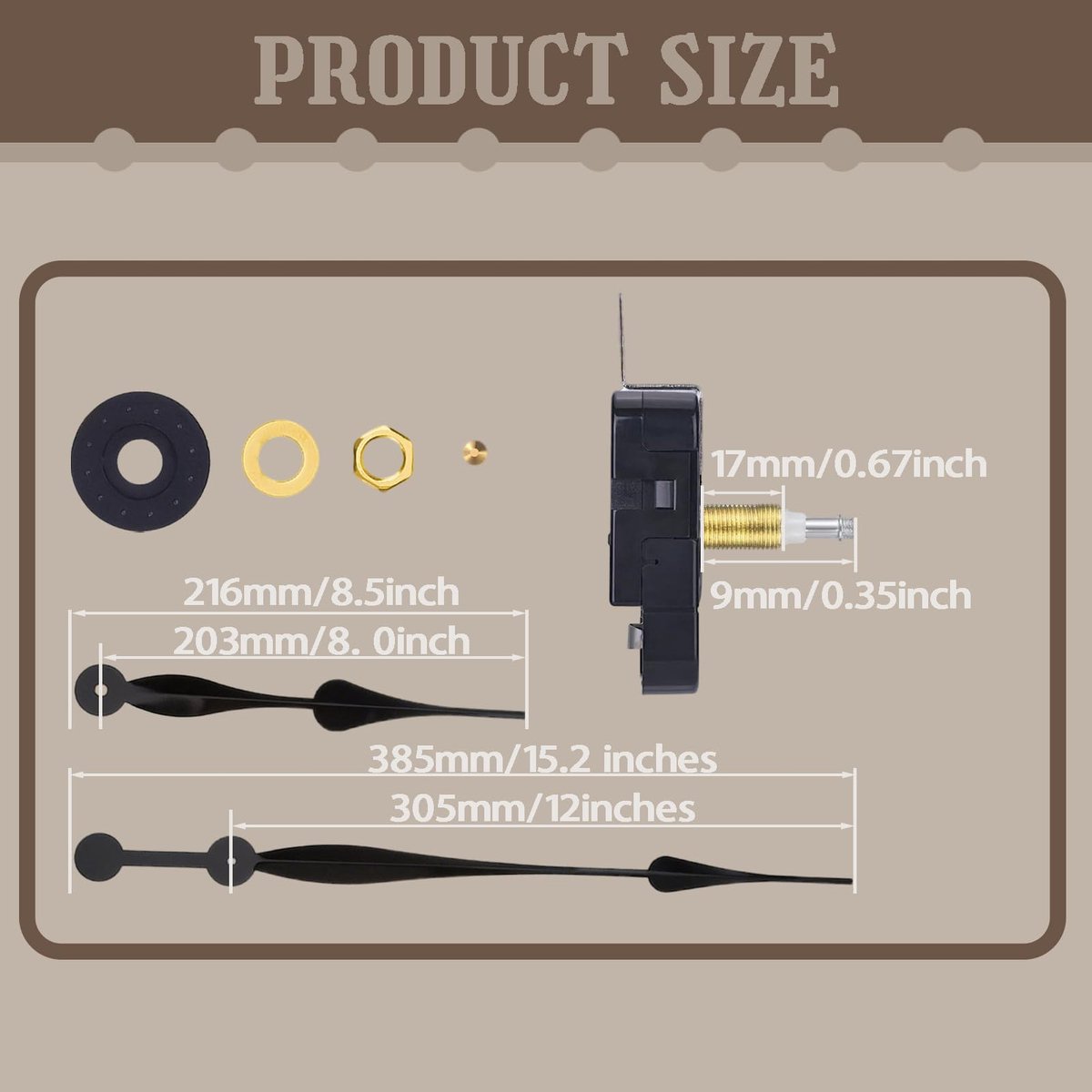 DIY klok uurwerk kit zwart - kwarts mechanisme - 4 sets extra lange wijzers - ideaal voor grote wandklokken - ShopVlot