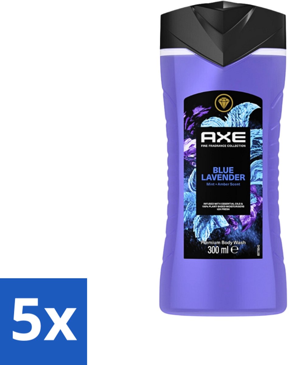 AXE - Douchegel - Blue Lavender - Kalmerend - Premium Geur - 300 ml - Bulkverpakking - 5 stuks
