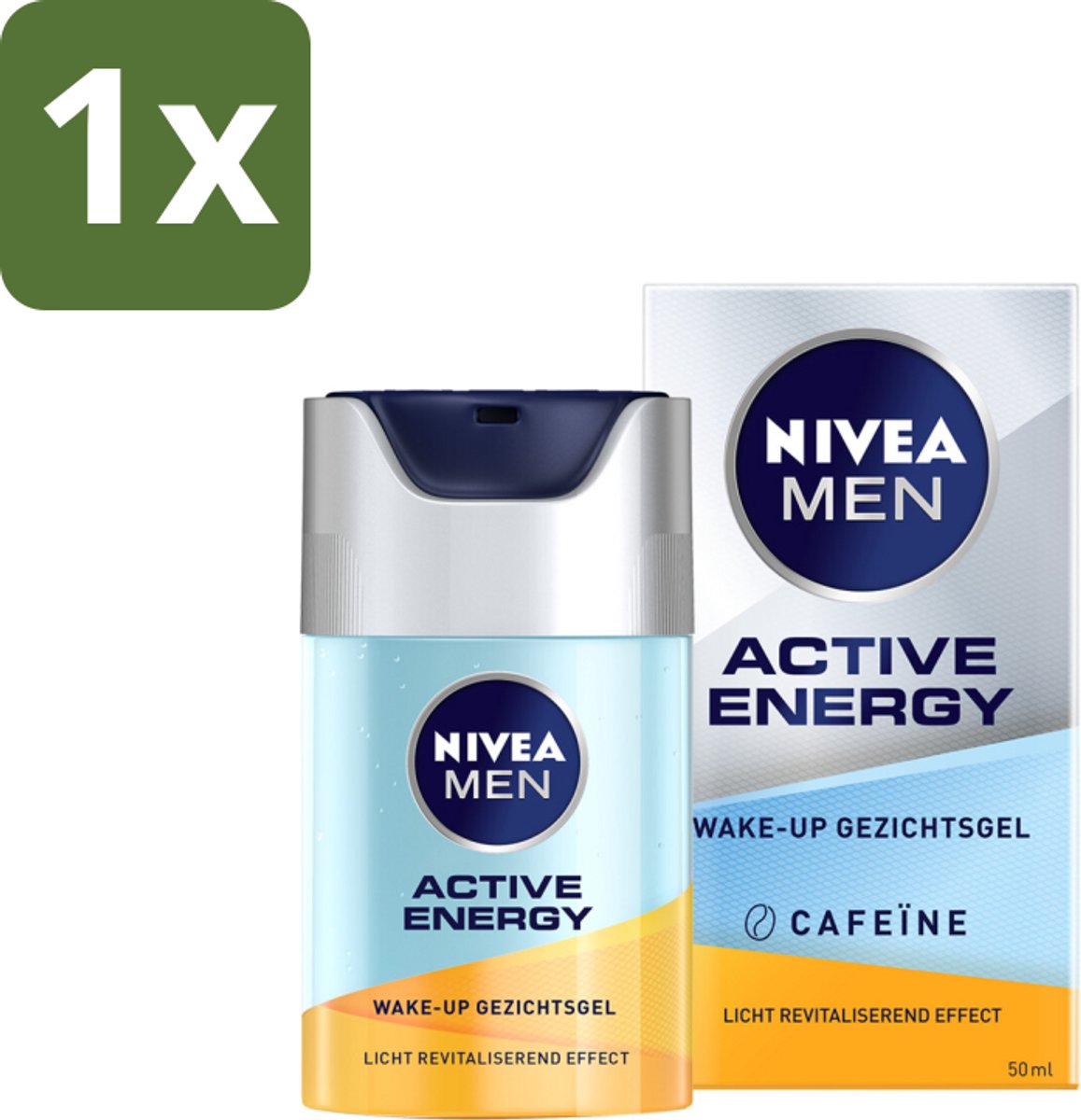 1 x NIVEA MEN - Active Energy - Wake-up Gezichtsgel met Cafeïne - 50 ml - Cafeïne - Energie - Gezichtsgel - Huidverfrissing - Droge Huid