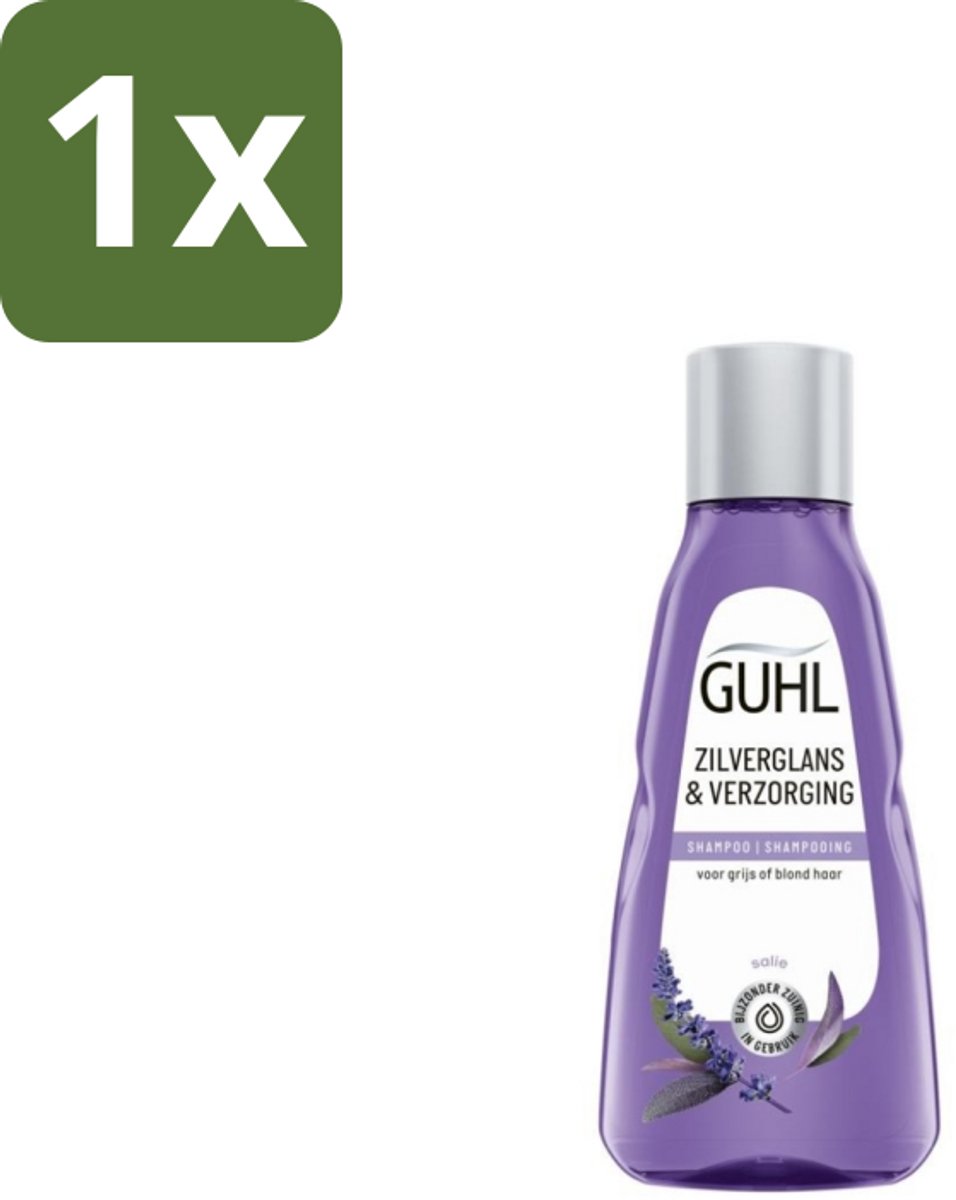 1 x Guhl - Shampoo Mini - Zilverglans & Verzorging - 50 ml - Zilverglans Shampoo - Grijs Haar Verzorging - Gele Tint Neutraliseren - Wit Haar Verzorging - Blond Haar Verzorging