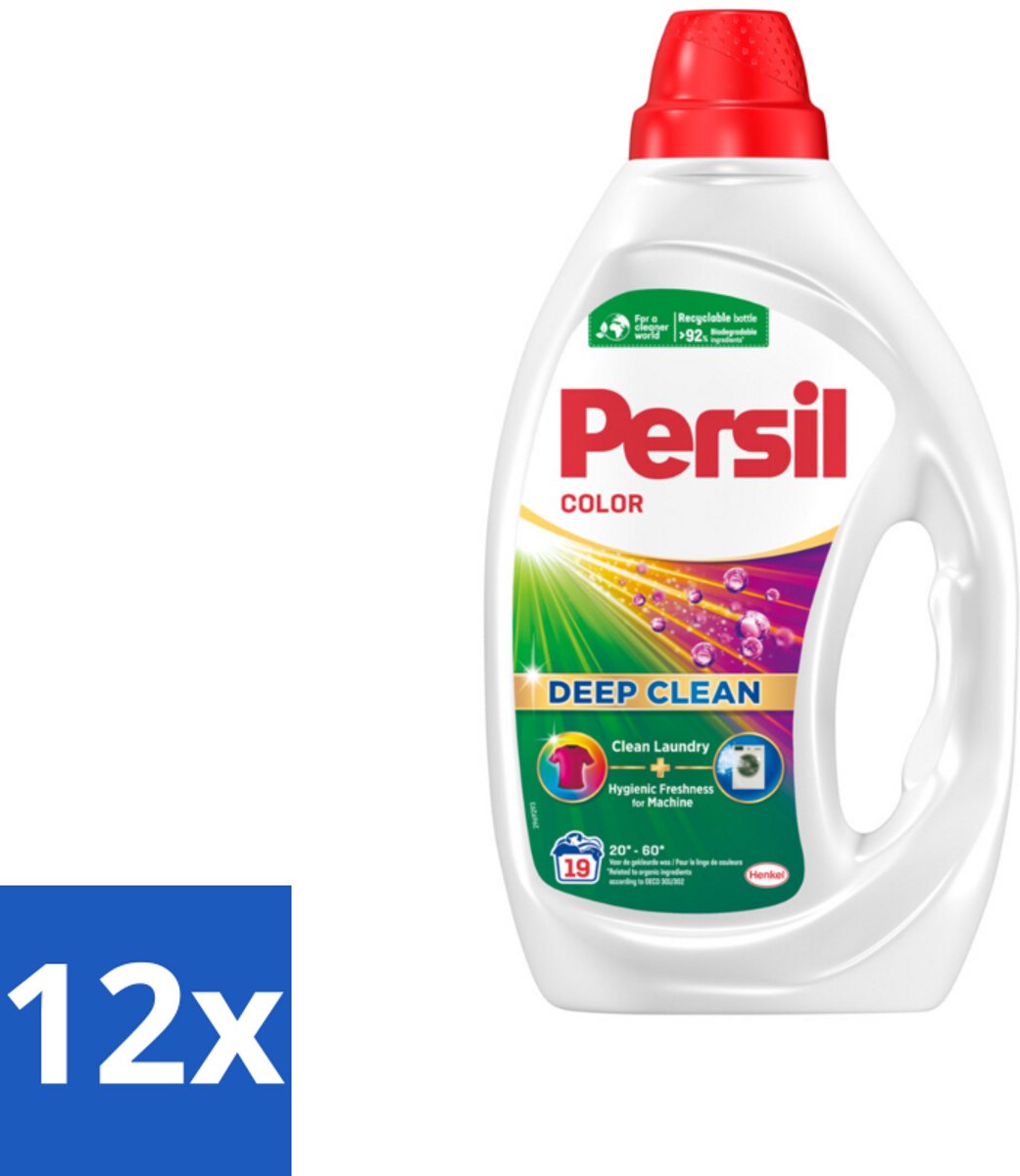 12 x Persil - Wasmiddel - Wasmiddel Gel Color - Voor Gekleurde Was - 19 wasbeurten - Wasmiddel - Gekleurde Was - Vlekkenverwijdering - Wasgel - Wasverzorging