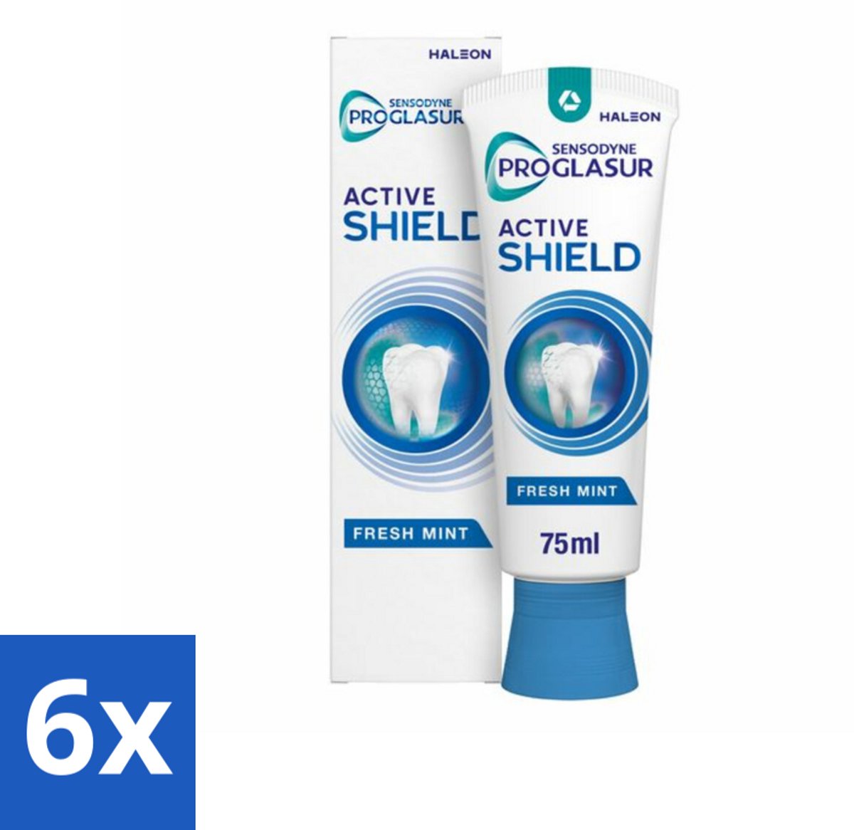 6 x Sensodyne - Tandpasta - ProGlasur Active Shield - Fresh Mint - Frisse Munt - 75 ml - Tandpasta - Glazuurbescherming - Gevoelige Tanden - Gaatjes - Suikerzuren