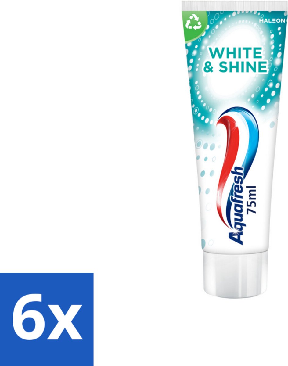 6 x Aquafresh White & Shine - Whitening Tandpasta - 75 ml - Tandpasta - Whitening - Glans - Vlekken - Tanden Bleken