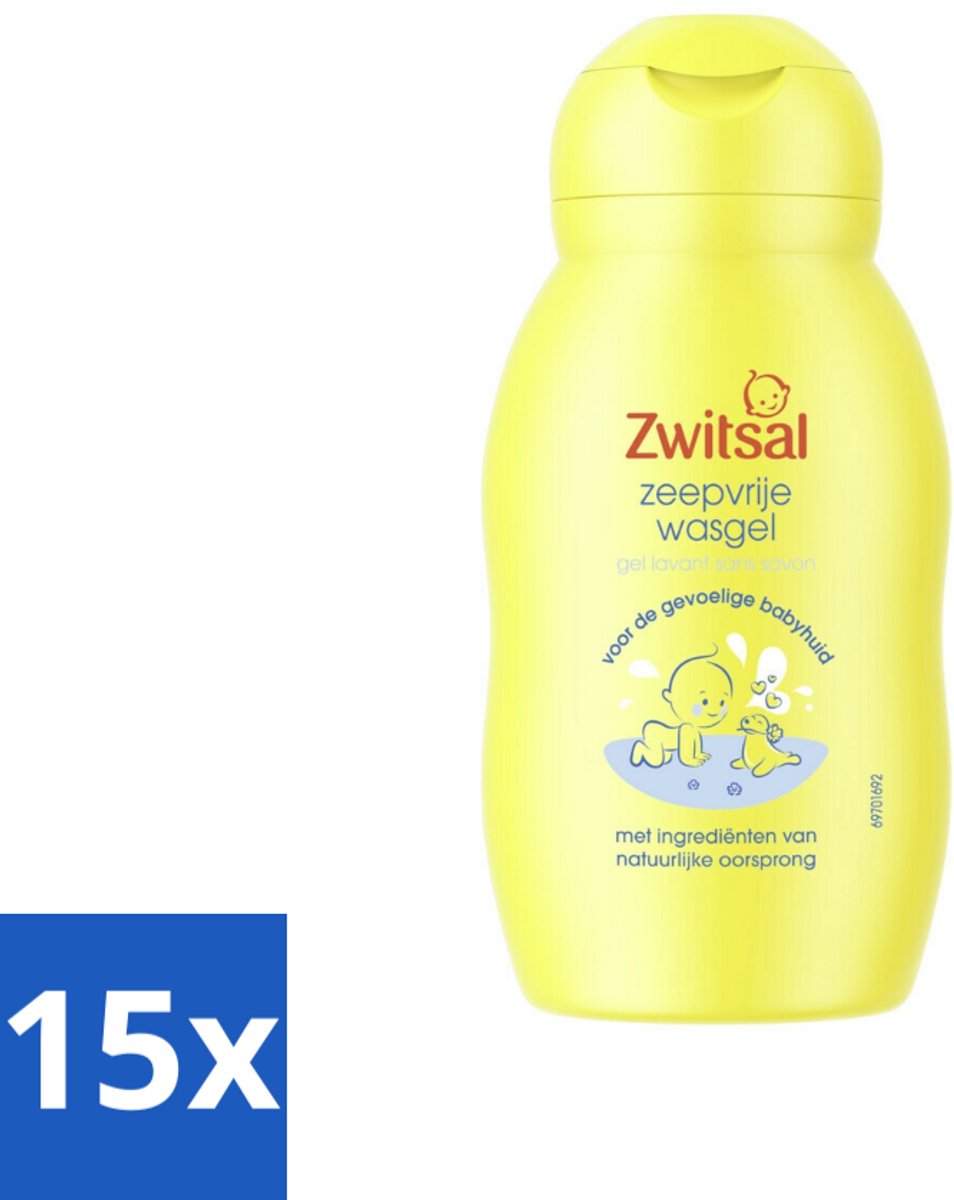 15 x Zwitsal - Wasgel Mini - Zeepvrij & Mild - 75 ml - Reisformaat - Babyhuid Verzorging - Zeepvrij Wasgel - Mild Wasgel - Hypoallergeen Wasgel - Anti-prik Wasgel