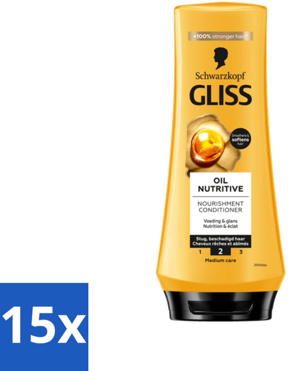 15 x Gliss - Hair Repair - Conditioner Oil Nutritive voor Intensieve Voeding - 200 ml - Haarverzorging - Droog Haar - Voedend Haar - Haarherstel - Haarverzorging Voor Lang Haar