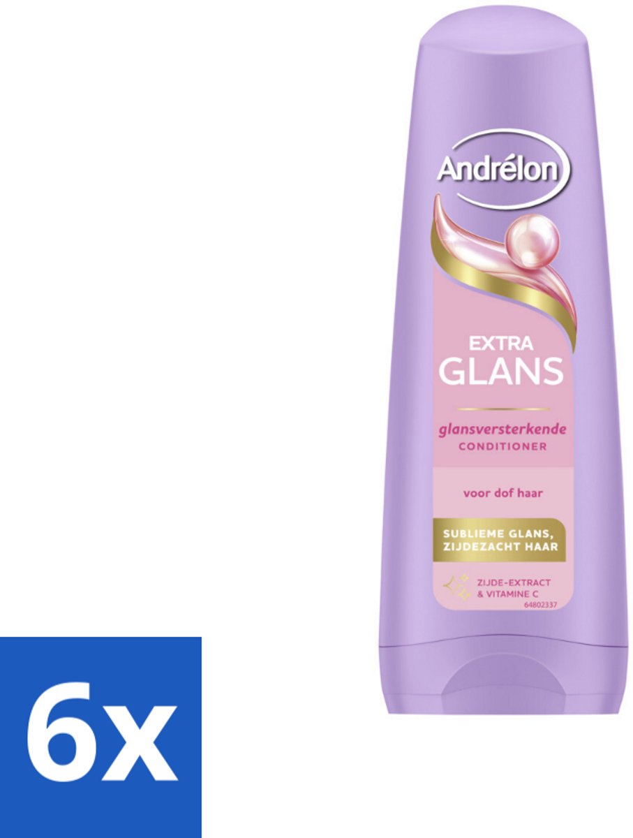 6 x Andrélon – Conditioner – Extra Glans – 200 ml - Glans - Haar Verzorging - Zijde-extract - Vitamine C - Zacht Haar