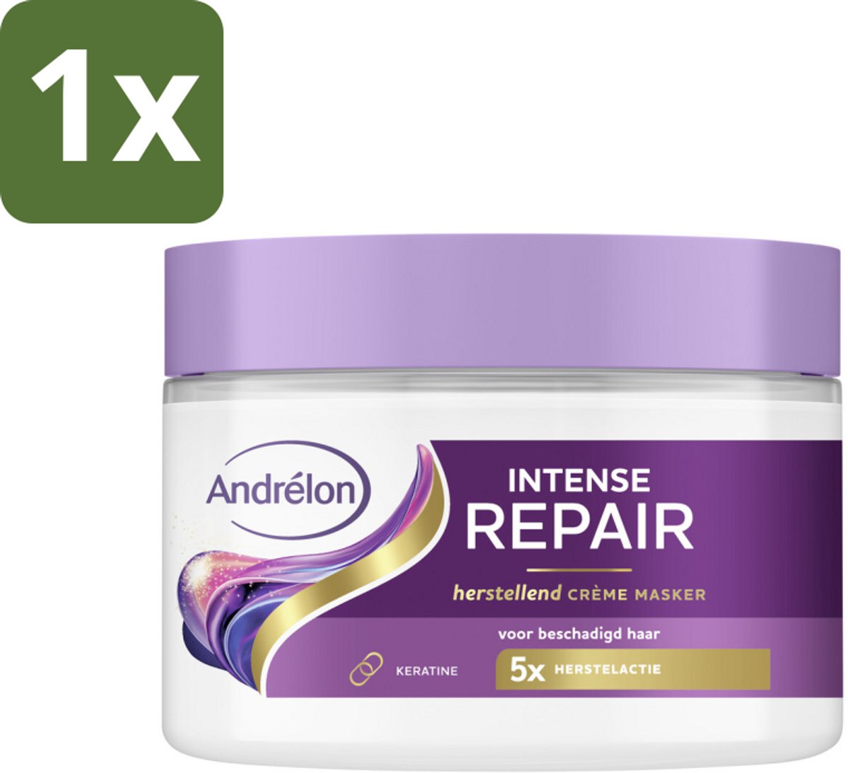 1 x Andrélon – Crème Haarmasker – Intense Repair – 300 ml - Haarmasker - Haarherstel - Keratine - Beschadigd Haar - Intensief Herstel