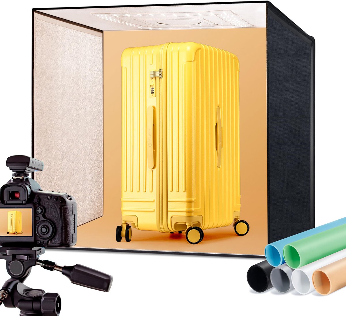 Fotobox 60x58cm - Opvouwbare fotostudio - Verstelbare LED-lamp - Perfect voor productfotografie - ShopVlot