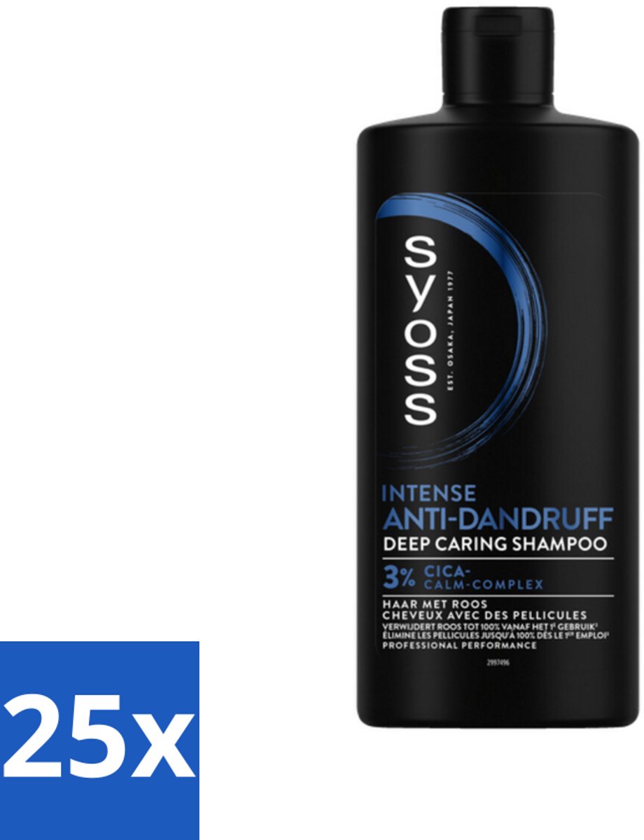 25 x SYOSS - AntiDandruff - Shampoo - Langdurige Styling - 440ml - Anti-dandruff Shampoo - Hoofdhuid Roos - Hoofdhuid Jeuk - Hoofdhuid Verzorging - CICA-CALM-COMPLEX