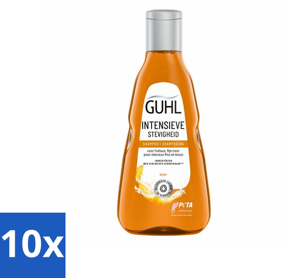 10 x Guhl - Shampoo - Intensieve Stevigheid - 250 ml - Haar Versterken - Bierextract Shampoo - Volume Haar - Krachtig Haar - Stevig Haar