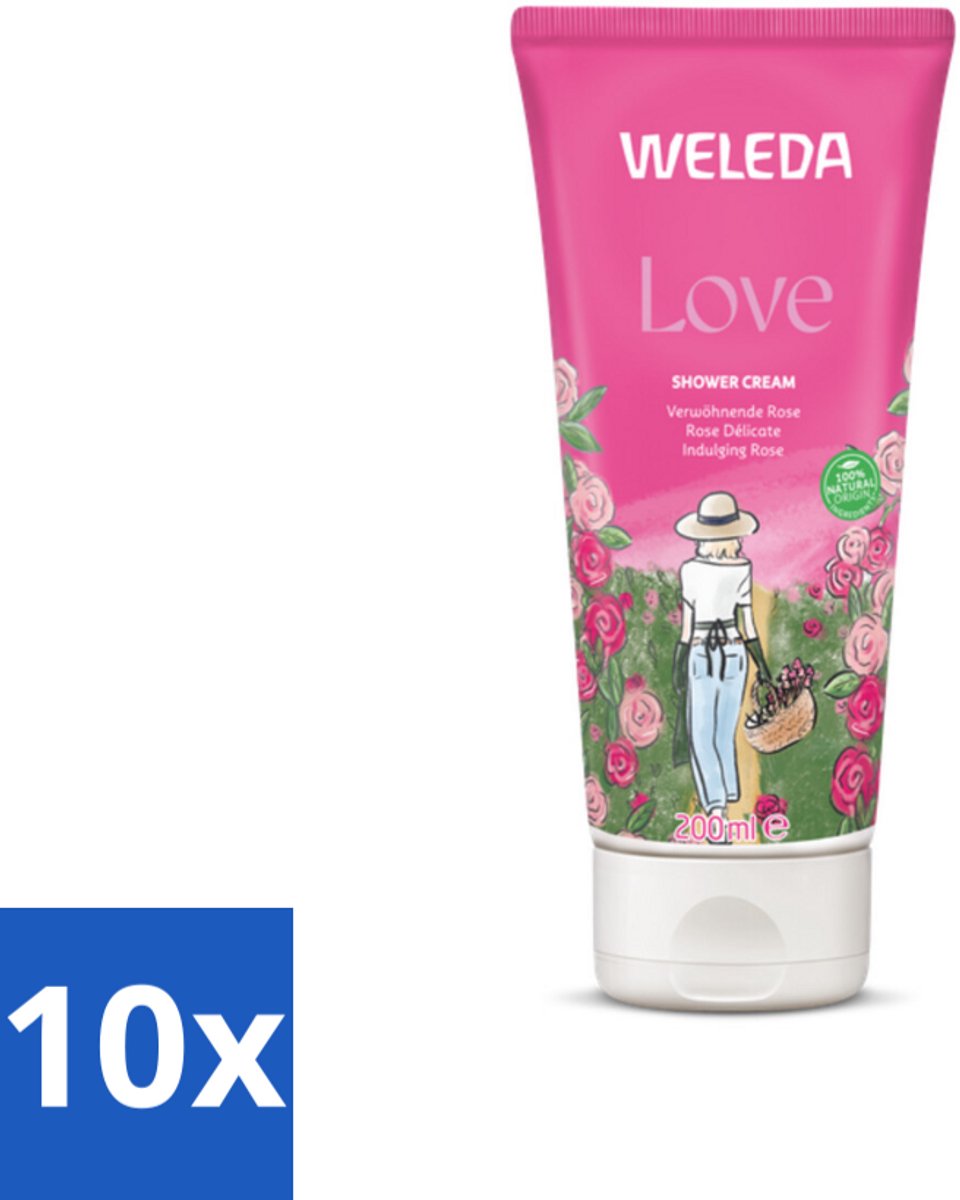 10 x WELEDA - Douchecrème Aroma Shower Love - 200 ml - Aroma Shower Love Douchecrème - Aromatherapie Douche - Natuurlijke Douchecrème - Weleda Aroma Shower - Liefdevolle Geur