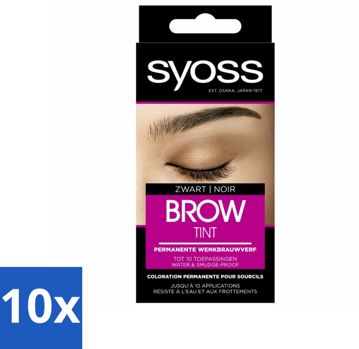 10 x SYOSS - Brow Tint Zwart - Wenkbrauwverf - Langdurige Kleur - Tot 10 Toepassingen - Wenkbrauwverf - Permanente Wenkbrauwverf - Zwart Wenkbrauwverf - Langdurige Kleur - Grijze Haartjes Verbergen