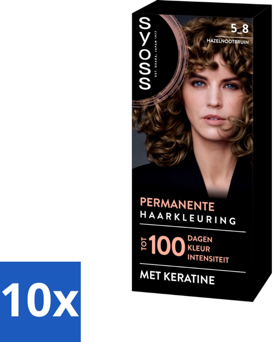 10 x SYOSS - Coloration 5-8 Hazelnootbruin - Haarverf - Grijsdekking - Vermindert Haarbreuk - Haarverf - Permanente Haarkleuring - Grijsdekking - Haarverf Thuis - Haarverf Salonresultaat