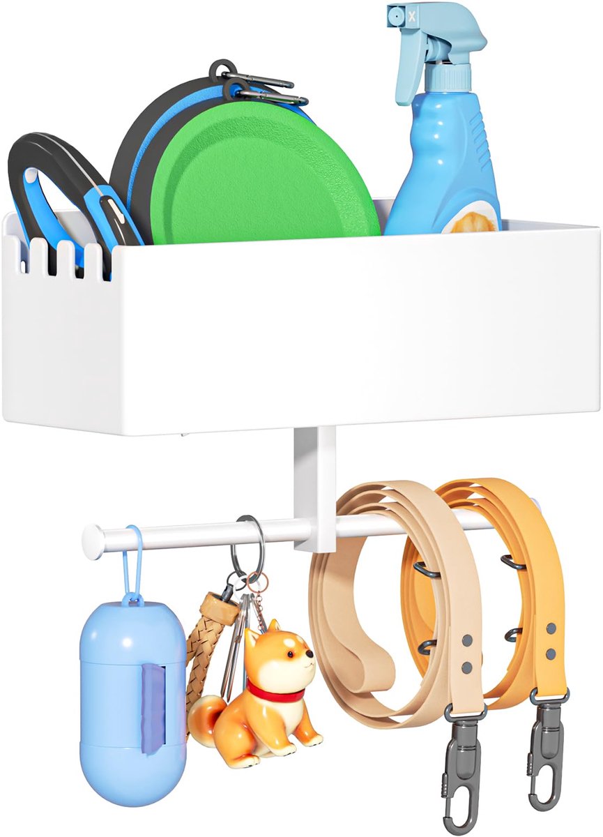 Hondengarderobe met plank - metalen muurhouder - voor hondenaccessoires - overzichtelijke opslag - ShopVlot
