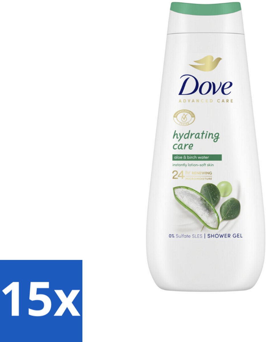 15 x Dove Douchecrème - Hydrating Care - Aloe Vera - 400 ml - Douchecrème - Hydraterend - Droge Huid - Micro Moisture - Aloë Vera