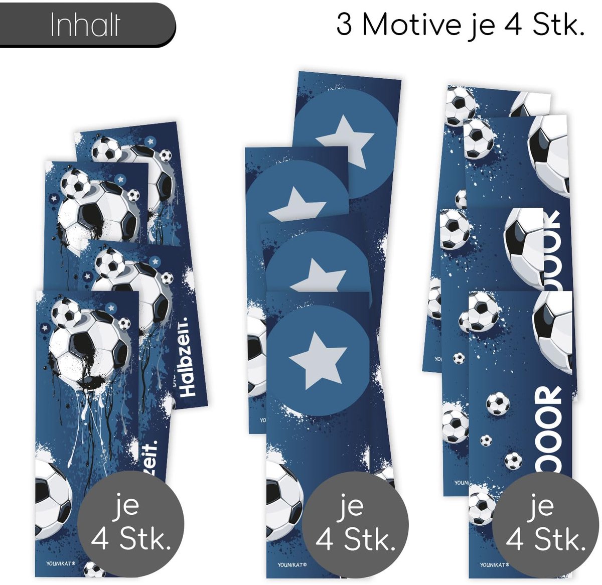 Voetbalboekenleggers set van 12 - 4 coole ontwerpen - ideaal voor voetbalfans - perfect voor boekenliefhebbers - ShopVlot