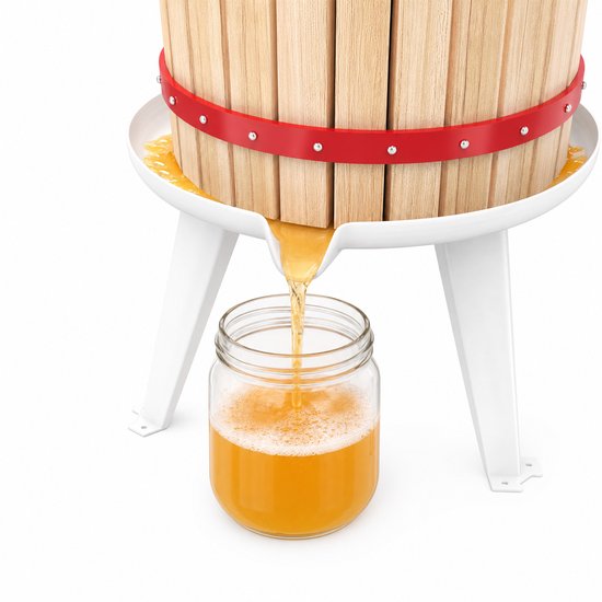 Fruitpers 18L Hout - Manuele Sap-, Wijn- en Bessenpers Complete Set - Inclusief Persdoek, Drukplaat, Metalen Spindel en Driebenig Onderstel - Geschikt voor Fruit- en Groentesap - NAIZY van NAIZY — afbeelding 2