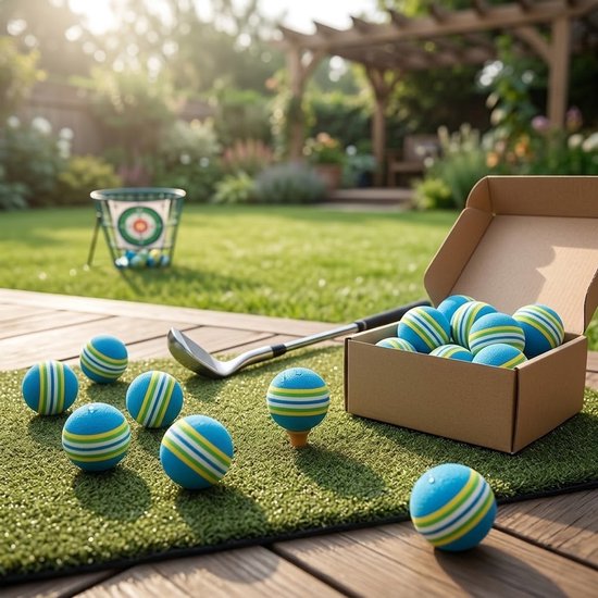 Blauwe golf oefen ballen set van 16 voor heren en dames – 42 mm schuim golfballen – zachte golf trainings ballen voor binnen en buiten – golf trainings materiaal — afbeelding 2