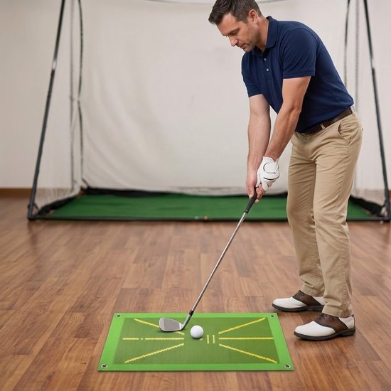 Groene golf mat voor heren en dames – golf swing trainer mat met balbaan detectie – golf oefen mat voor binnen en buiten – draagbare golf trainings mat voor swing analyse — afbeelding 4