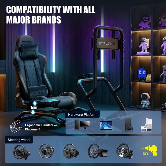 HHHK - Simulator Cockpit - Racestoel - Playseat - Sim Racing - Verstelbaar - Racing Seat - Simulator Stoel - Met Speakers van hhhk — afbeelding 5