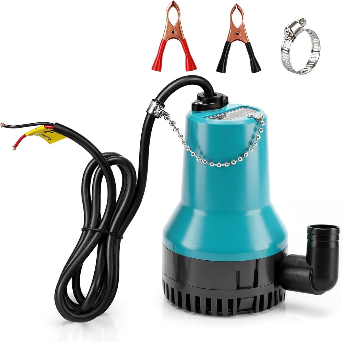 Submersible pump 12V Waste water pump DC 50W 4200 L/h – Incl. 2.3 m Cable & Hose Clamp - ShopVlot