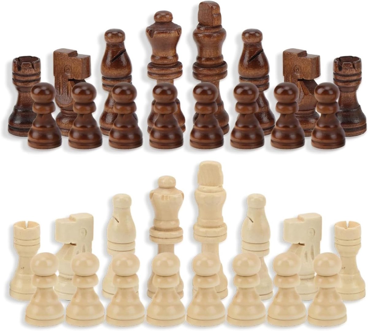 Schaakstenen - Twee kleuren - Houten schaakstukken - Voor volwassen en kinderen