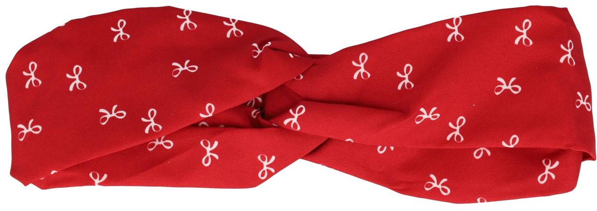Haarsoires Haarband Twist 5cm – Strikjes Print – Gladde Stof – Rood - Zachte Knoop Hoofdband - Haaraccessoire voor Dames & Meisjes
