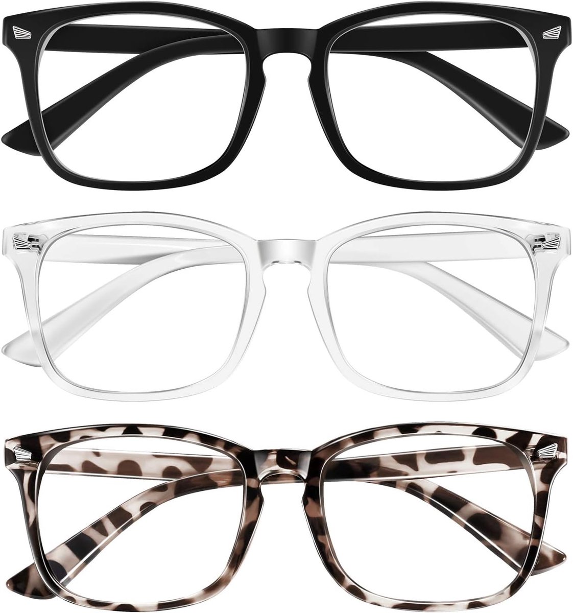 Reading Glasses for Women and Men, Classic Square Reading Glasses, Set of 3, +2.50 - ShopVlot