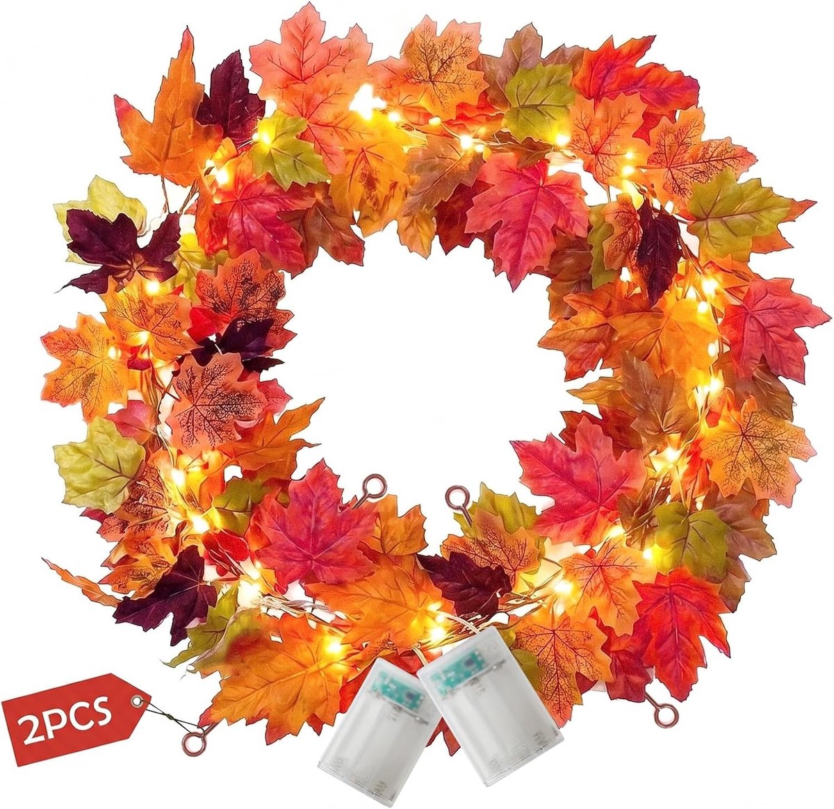 Herfst Slingerverlichting - Meerkleurig - 1.8 m - LED met 8 Functies en Timer - Voor Binnen en Buiten