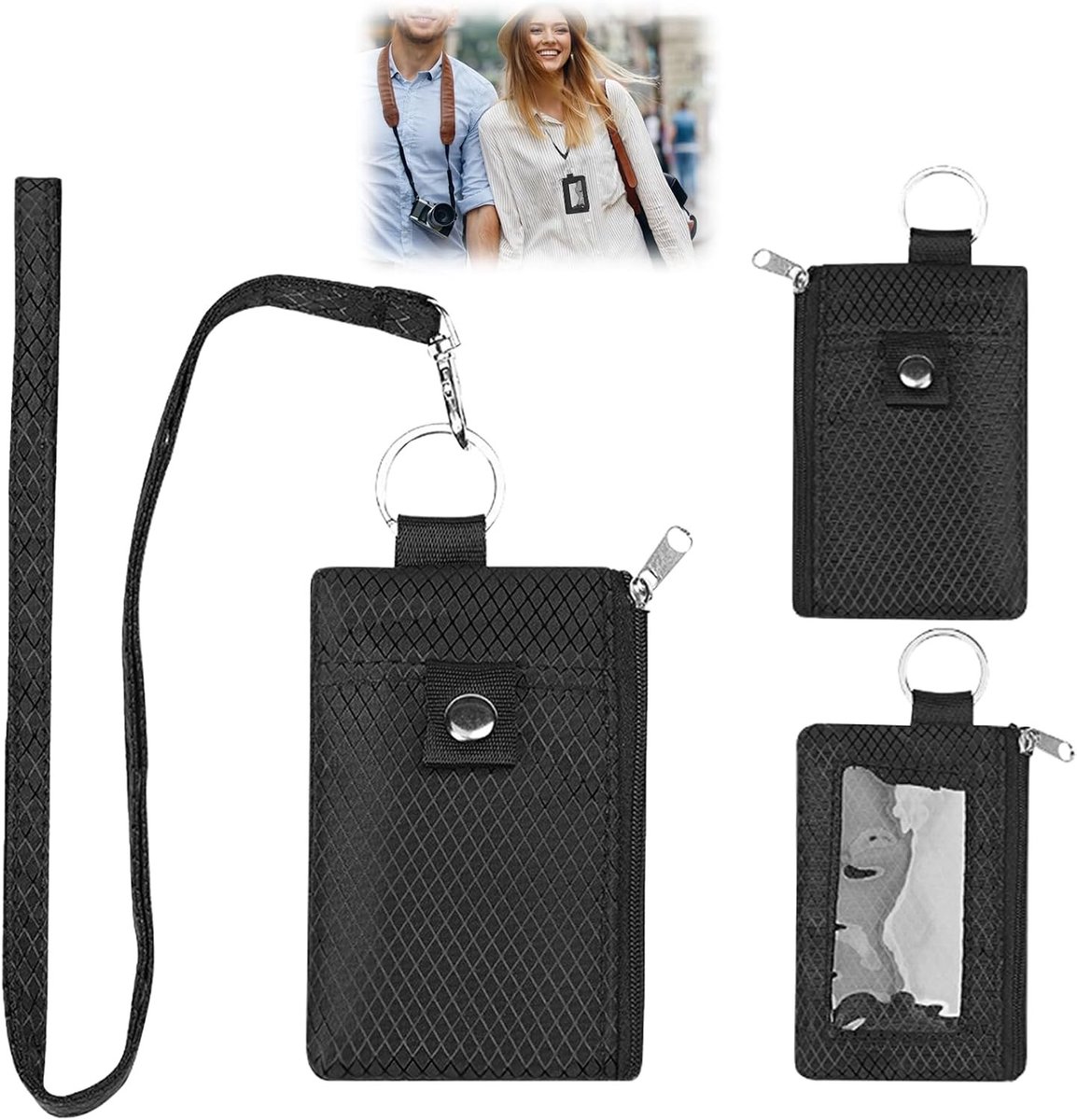 Borsttas met RFID-bescherming - Zwart - 11,5 x 8 cm - Waterdichte Schoudertas voor Heren en Dames