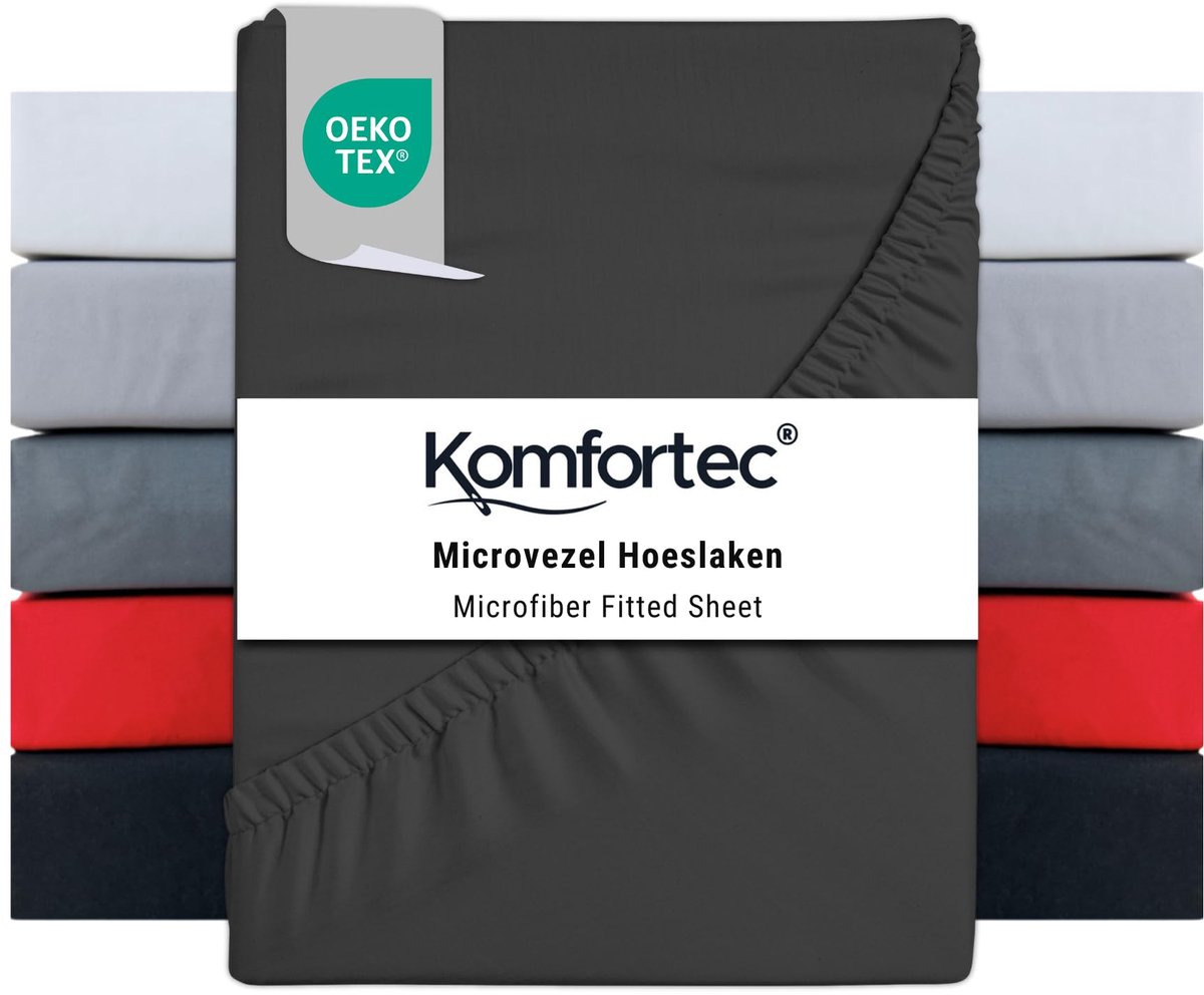Hoeslaken 160x200 cm - Antraciet - Tot 30 cm matrashoogte - Rondom elastiek voor perfecte pasvorm - ShopVlot