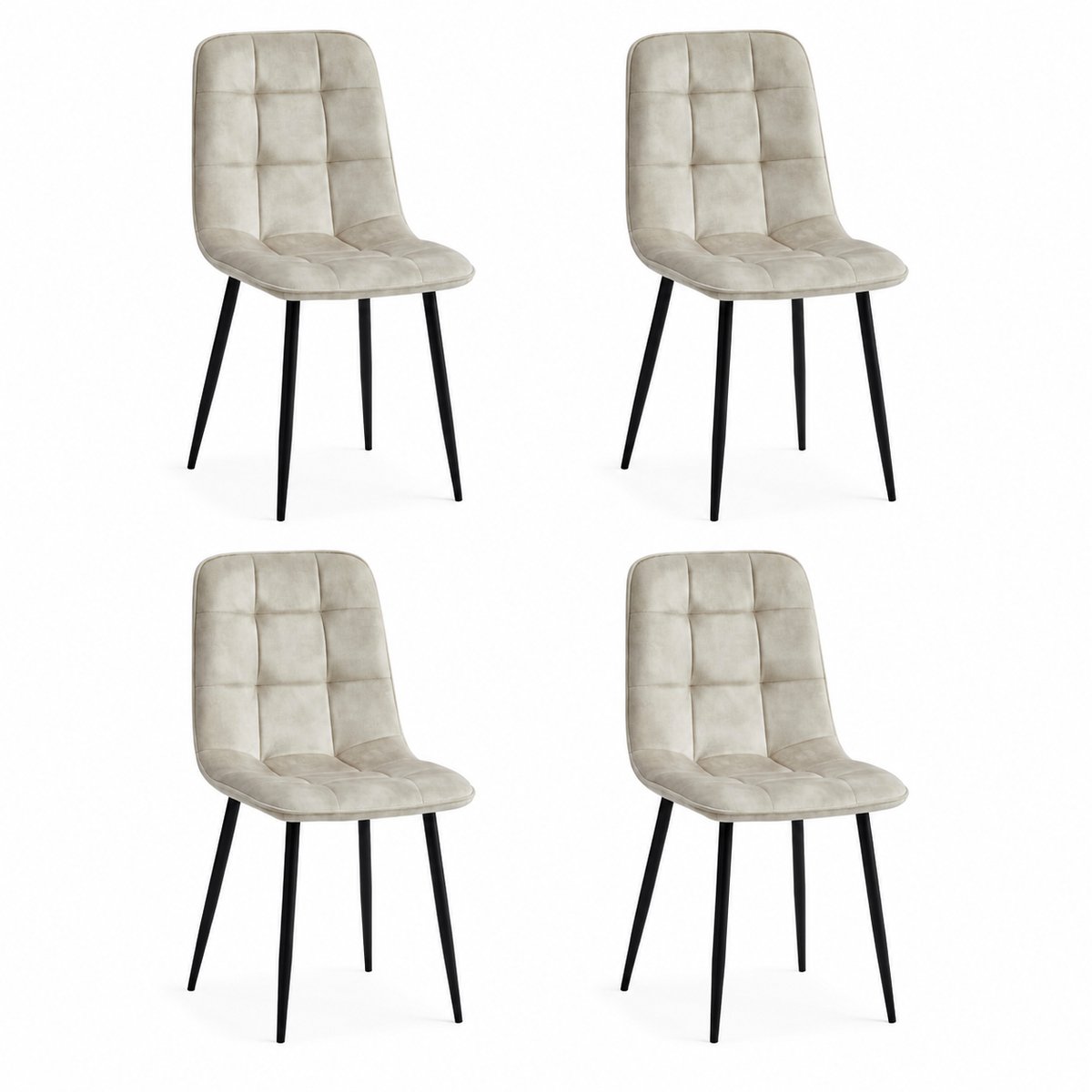 Colenis - Ela Eetkamerstoel - Set Van 4 - Beige - Adoré Velvet - Design