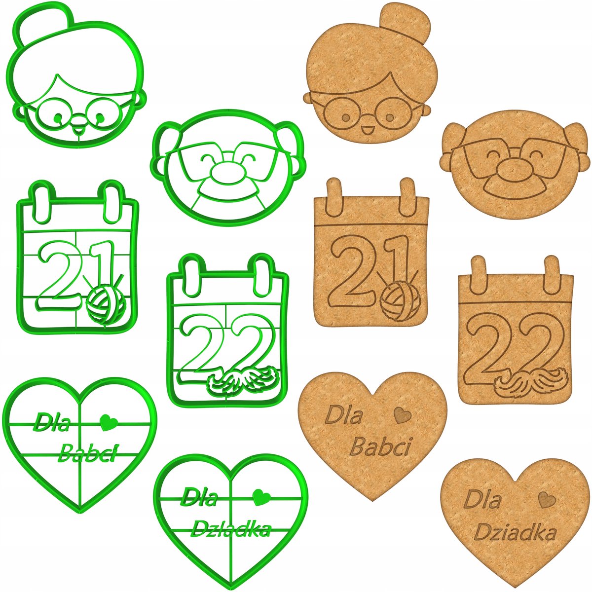 6x Koekjesvormpjes voor Koekjes en Peperkoek - Opa & Oma